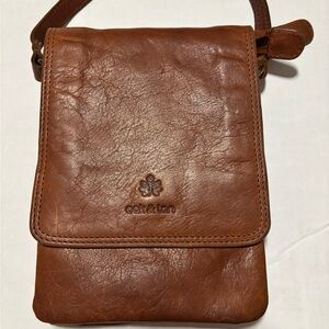 Oak and Tan Handmade Leather Crossbody Bag in Cognac/brown